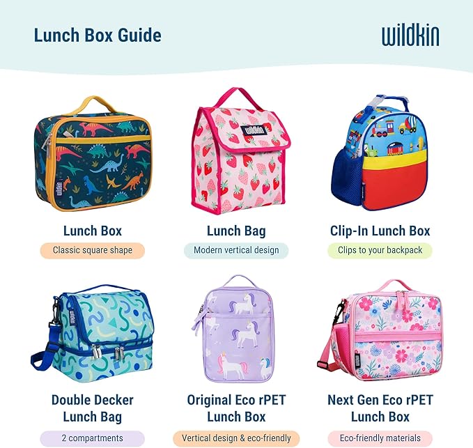 Wildkin Kids Two Compartment Insulated Lunch Bag – Keeps Food Hot or Cold, Easy-Clean Lining, Leak-Resistant & BPA-Free – Boys & Girls, Ideal for School, Travel & Daycare – Jurassic Dinosaurs