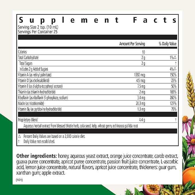 Floradix Epresat Adult Multivitamin - Daily Liquid Multivitamin with Vitamin A, Milk Thistle & More for Wellness - Energy Support & Liver Health Support* - Vegetarian, Non-GMO - 8.5 fl oz