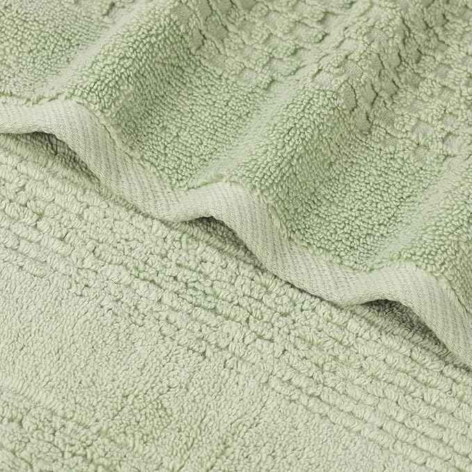 Superior Playa Zero Twist Cotton Medium Weight Towels, for Guest Bath, Bathroom, Shower, Spa, Plush, Quick Dry, Ultra-Soft Towels, Bath Essentials, Waffle Textured, 12 Piece Assorted Towel Set, Green