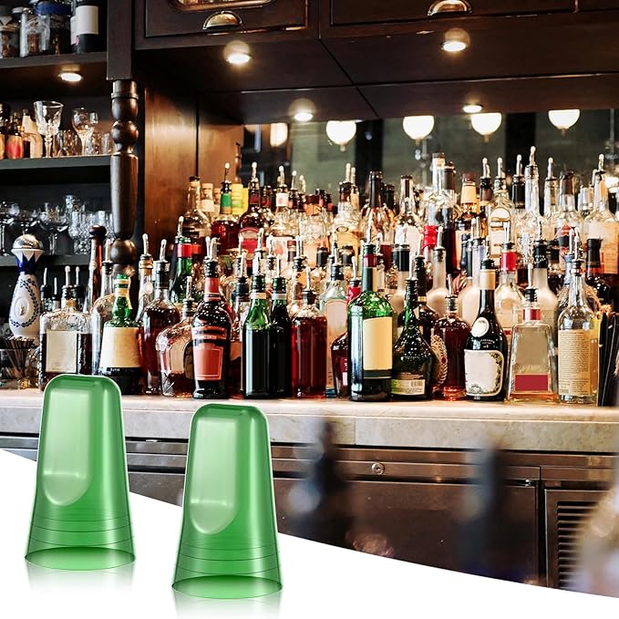 Chengu 24 Pieces Liquor Bottle Covers Pour Spout Covers Bar Toppers for Bottles Universal Pour Dispenser Dust Translucent Silicone Rubber Spout Caps for Bar Home Kitchen Tools Supplies (Green)
