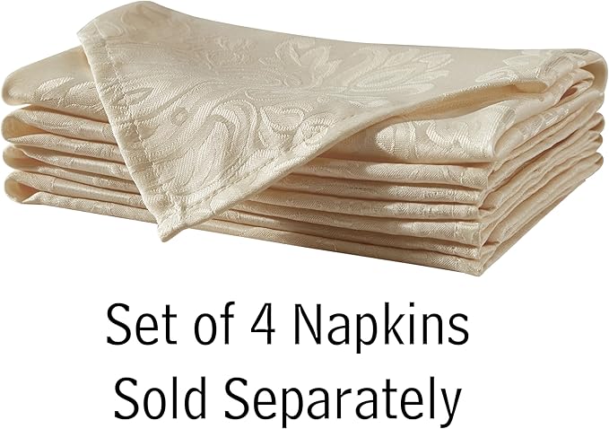 Newbridge Barcelona Luxury Damask Fabric Tablecloth, 60” Wide x 120” Rectangle, Golden Beige, 100% Polyester, No Iron, Soil Resistant Dining Room, Party and Banquet Table Cover