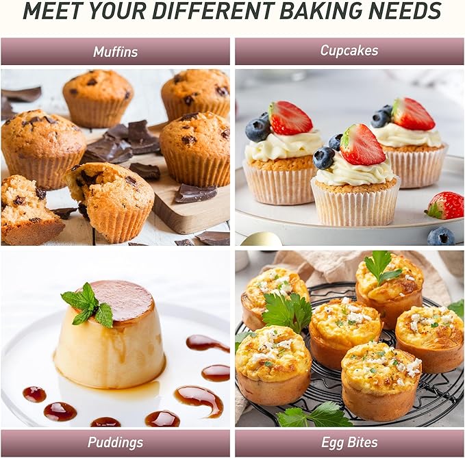 2 Packs 12 Cups Silicone Muffin Pan with Metal Reinforced Frame Regular Size Cupcake Pan Tray Egg Bites Silicone Circle Cookie Molds Muffin Tin Tart Pans Baking Sheet Set for Breakfast Sandwiches