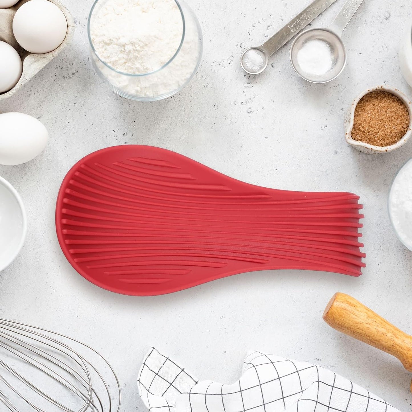 uxcell 1 Set Silicone Spoon Rest for Stove Top, Silicone Spoon Holder for Cooking Spatula, Ladle, Brush Grey/Purple