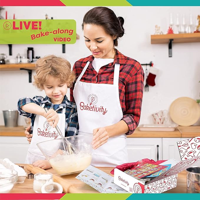 Baketivity Kids Baking Set, Meal Cooking Party Supply Kit for Teens, Real Fun Little Junior Chef Essential Kitchen Lessons, Includes Pre-Measured Ingredients (Baketivity Kit, Smores)