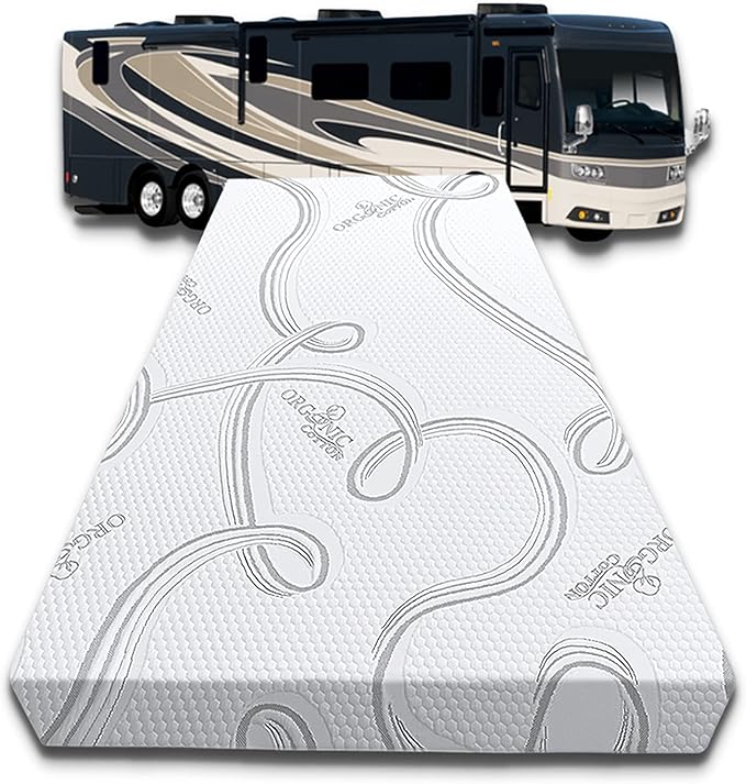 FoamRush 6-Inch Bunk (32" x 75") High Density Foam RV Mattress Replacement with Cotton Cover, Medium Firm, Pressure Relief, Travel Camper Trailer Truck, Made in USA, CertiPUR-US Certified