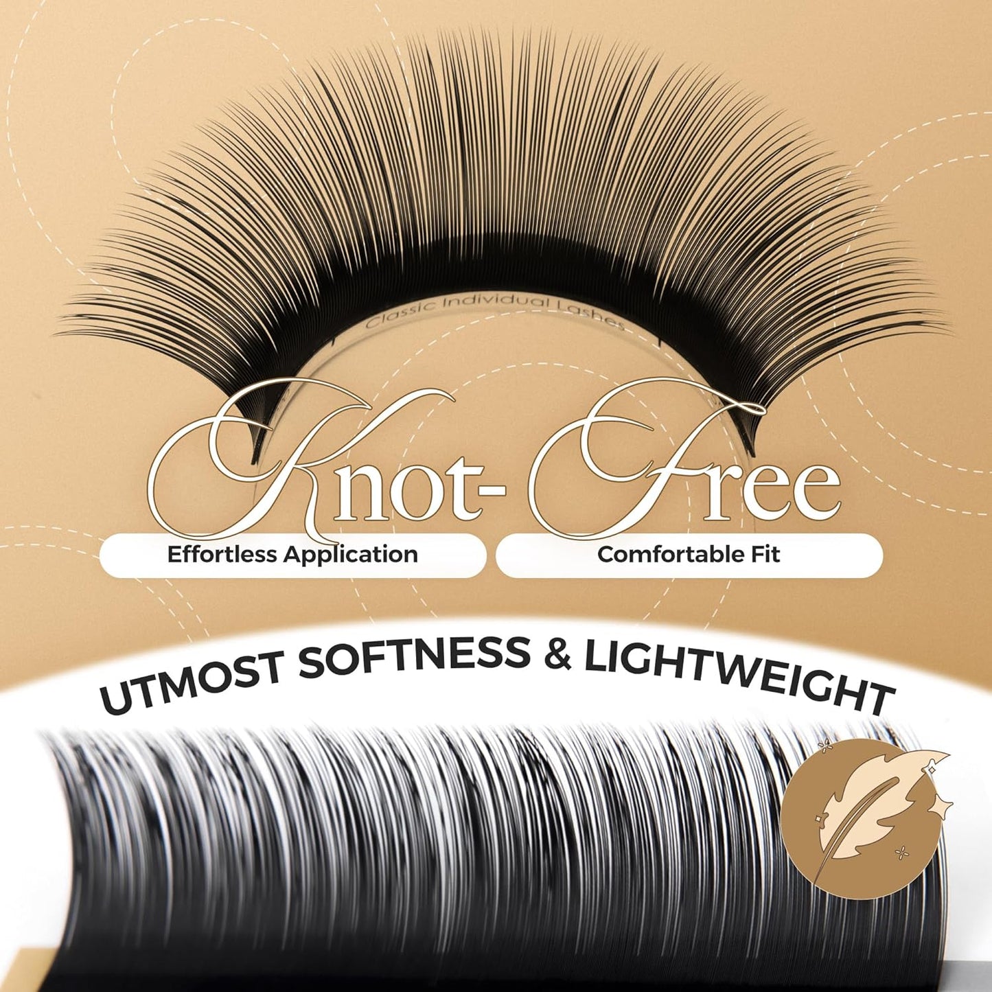 LASHVIEW Eyelash Extensions,Individual Lashes,Premium Single&Classic Lashes,0.15 Thickness C 10mm,eyelash extension supplies,Natural Semi Permanent Eyelashes,Application-Friendly, Lashes