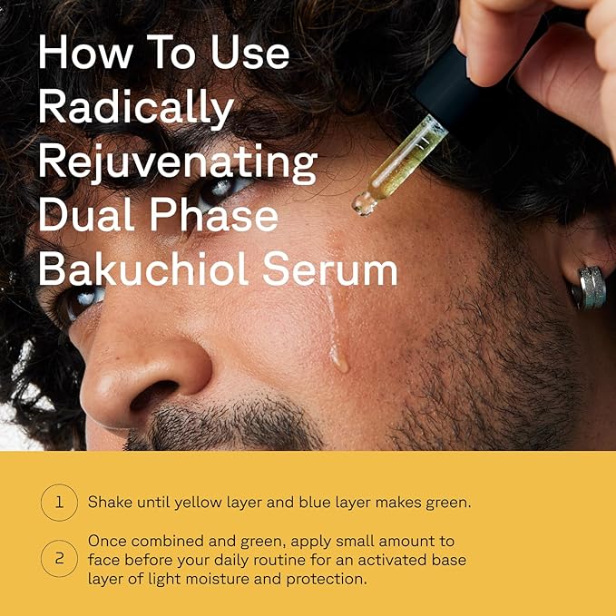 Acure Radically Rejuvenating Dual Phase Bakuchiol Serum - Bakuchiol Oil Serum for Face, Anti Aging Retinol Alternative for Wrinkles & Fine Lines, Cold Pressed Botanical Oils, Vegan - 0.67 fl oz