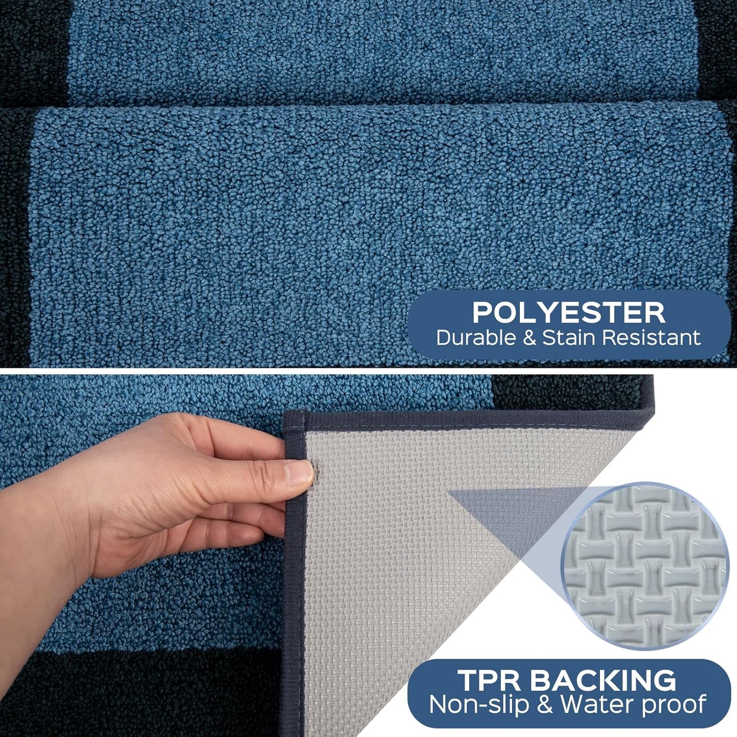 Machine Washable (24" x 36"+ 24" x 60"') Runner Rugs Set of 2, Non Slip Kitchen Mats for Floor, Absorbent Entryway Rug for Kitchen, Bedroom, Hallway, Bathroom, Door (Roll Packing)
