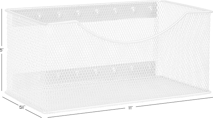 YBM HOME Mesh Magnetic Storage Basket Organizer with Extra Strong Magnets Holds Your Whiteboard and Locker Accessories, Perfect as Marker and Pencil Holder for Office, (1, Large) White