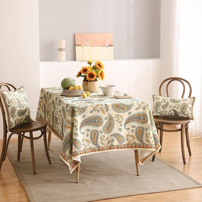 patdrea Designer Vintage French Rectangle Table Cloth,Italian Floral Wrinkle Free Farmhouse Extra Long Tablecloth,Decor Table Cover for Kitchen Dining,Christmas,Thanksgiving,67"x118"-Lysaniya