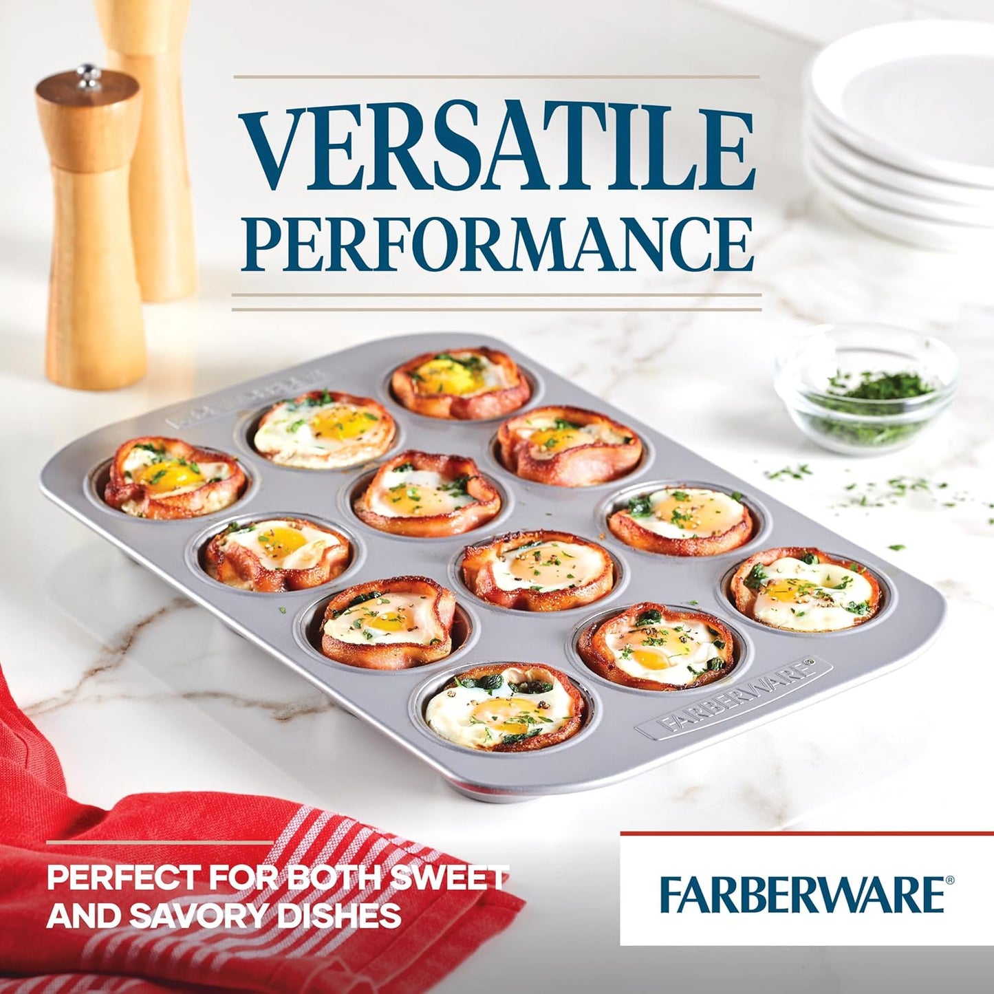 Farberware 12-c. Nonstick Nonstick Bakeware Muffin Pan, Gray