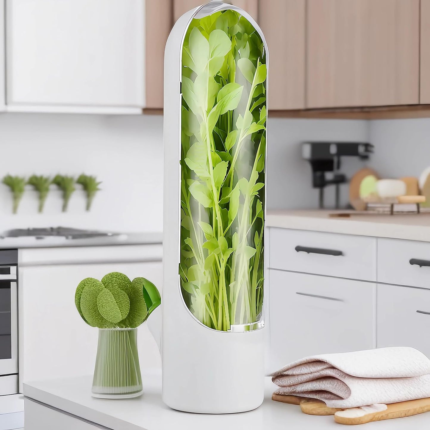 Herb Saver for Refrigerator, Fresh Herb Keeper- Herb Saver Pod Containers, Herb Fresh Keeper for Refrigerator,Herb Storage for Cilantro,Parsley, Asparagus,Keeps Vegetables Fresh for 2-3 Week（3pcs）