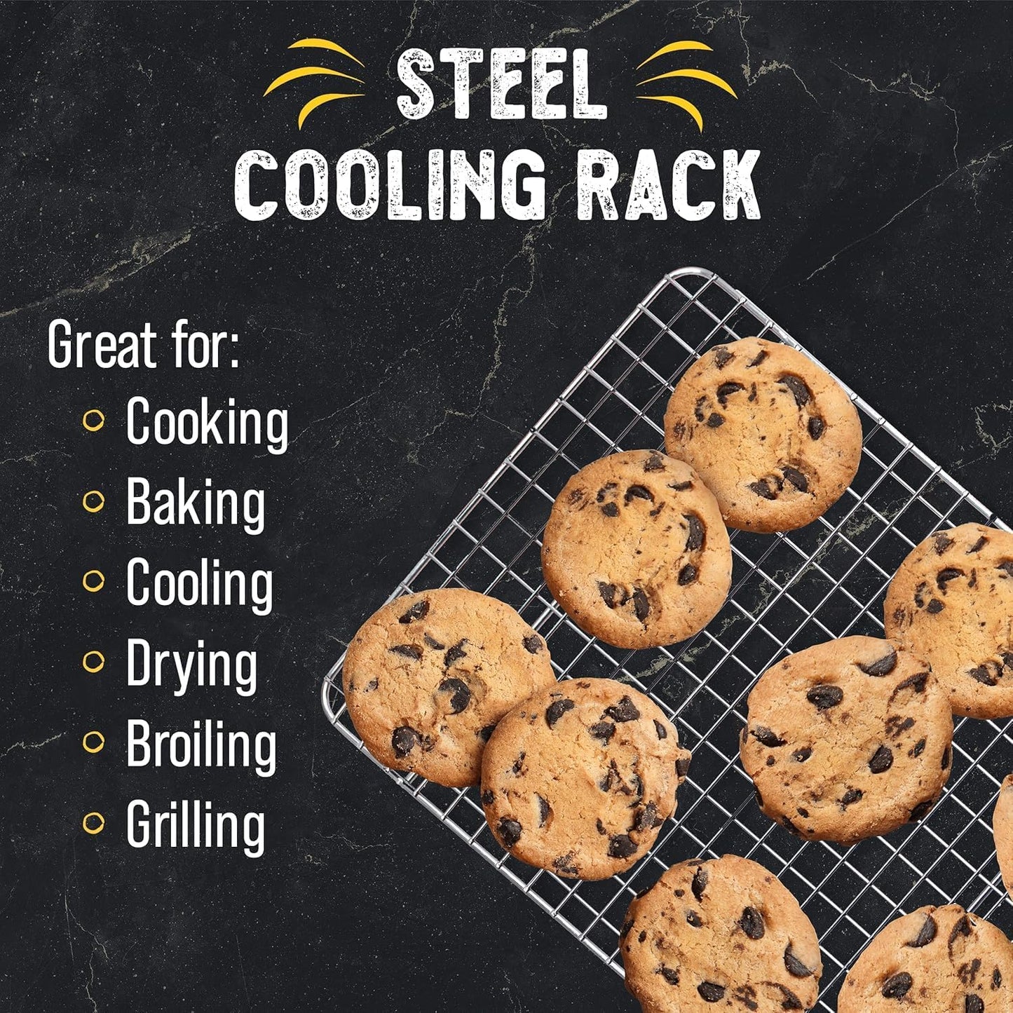 Checkered Chef Cooling Rack for Cooking and Baking - 17" x 12" Stainless Steel, Oven Safe Grid Wire Cookie Cooling Racks