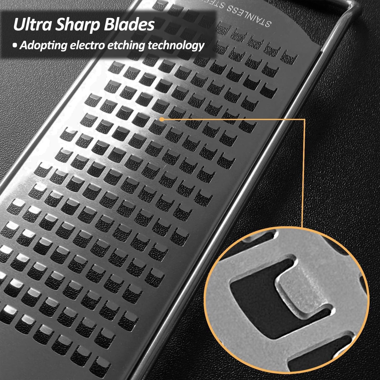 Professional Zester Grater Coarse for Cheese, Carrot, Ginger, Coconut, Nuts and Horseradish, Kitchen grater with Razor-Sharp Stainless Steel Blade (Coarse)