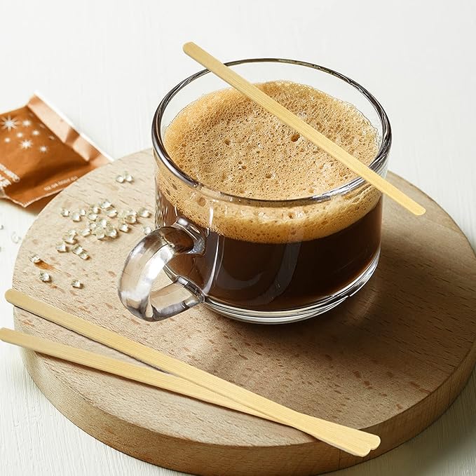 Bamboo Coffee Stirrers in Storage Box, 180 Count of Disposable Coffee Stir Sticks - Stir Sticks For Coffee Bar 7 Inch, Stir Sticks with Smooth End, Coffee Stirs for Coffee, Cocktail, Hot Drinks