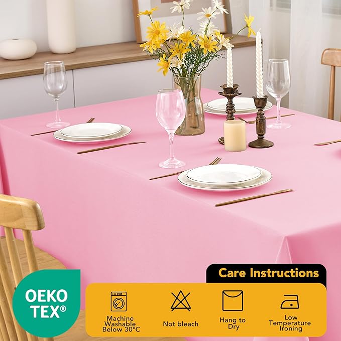 10-Pack Pink Tablecloths for Rectangle Tables, 54 x 108 Inches, Stain-Resistant Polyester Fabric for 6 Foot Tables - Washable Table Covers for Weddings, Banquets, Birthday Parties, Events