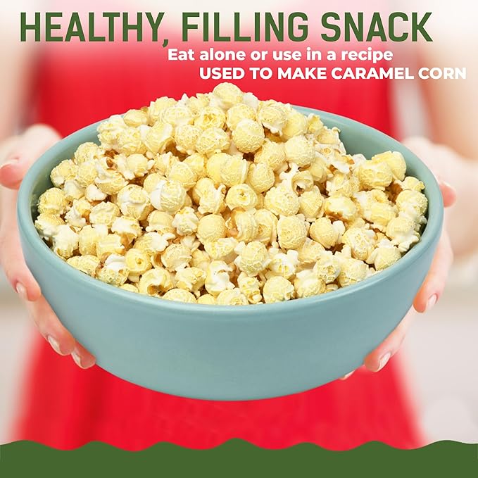 Princeton Popcorn Mushroom Hulless Popcorn Kernels – Easy-Eating, Ball Shaped Tender Popping Corn, Non-GMO Popcorn Kernels, No Hulls, Farmer Direct, Microwave Air Popper or Stovetop Bulk Bag 8lbs