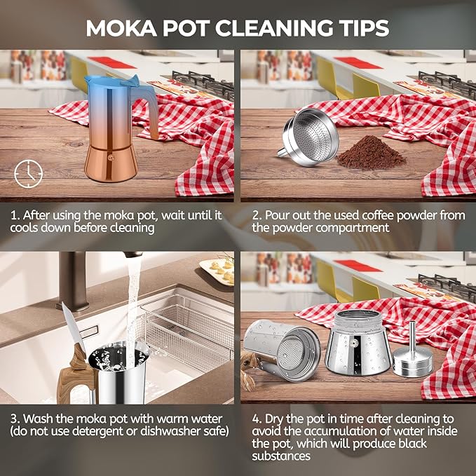 Uncoated 12 Cup Moka Pot 304 Thickened Stainless Steel Coffee Maker Stovetop Espresso Coffeemaker Italian Classic Style Brewing Greca Cafe Mocha Machine for Cafeteras Camping Travel Home 600ml 20oz