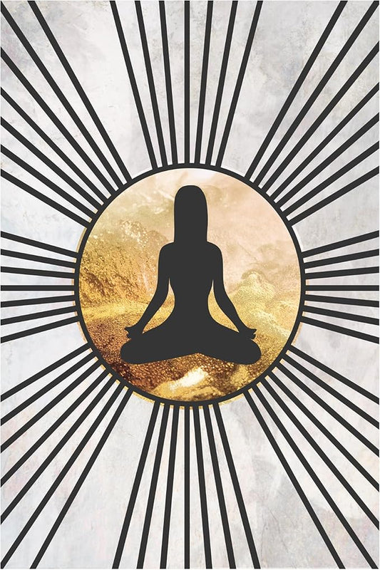 Trademark Fine Art Canvas Wall Art - Sarah Manovski 'Black Gold Yoga Sun 1' Wall Art for Living Room, Bedroom, or Office Décor