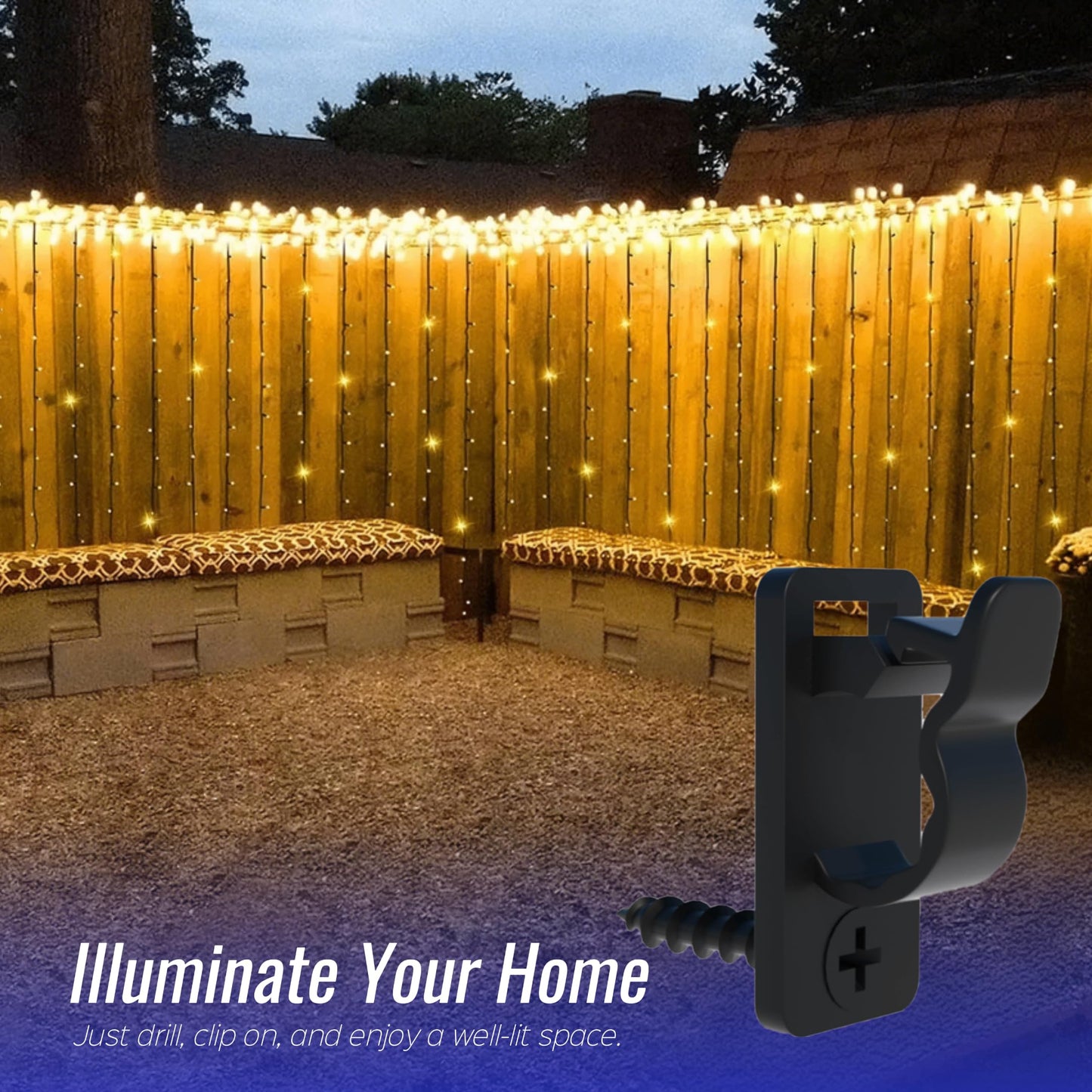 AFFAVON 80Pack Outdoor String Light Clips Screw-in Hooks,Weatherproof Cable Hangers and Clips for Hanging Fairy Lights for Christmas, Festival,Patio, and Fence Decorations