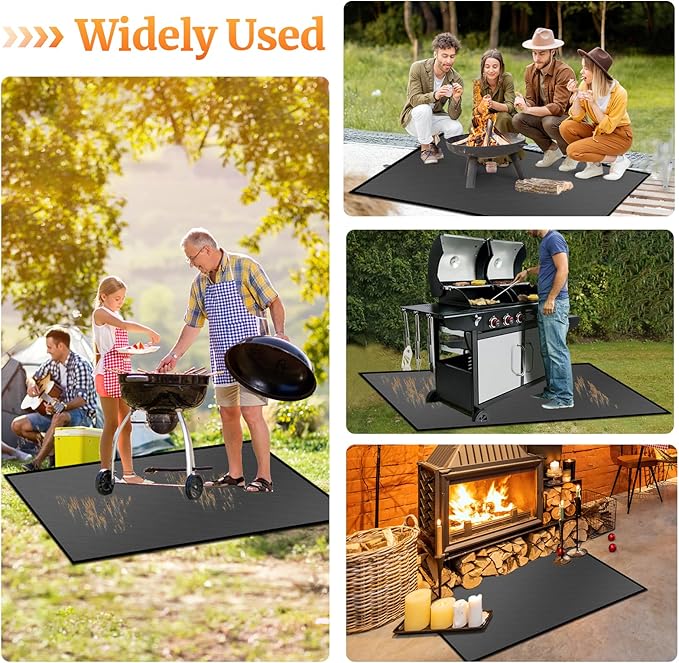 36 x 30 inches Under Grill Mat/Grill Mat for Deck, 4 Layers Under Grill Floor Mats to Protect Deck, BBQ Mat for Under BBQ Fireproof Mat Deck Patio Protect Mat Waterproof Oil-Proof Reusable