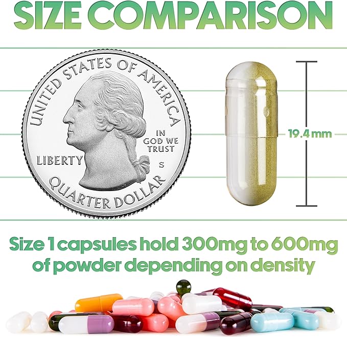 XPRS Nutra Size 1 Empty Capsules - 500 Count Empty Gelatin Capsules - Pill DIY Capsule Filling - Pure Bovine Pill Gel Caps for Do-It-Yourself Supplements (Clear Red/White)
