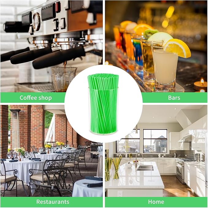 500 Pcs Neon Green Coffee Stir Sticks Set Jade Green Stir Stick Holder Acrylic Coffee Stirrers Holder Cocktail Straws Drink Stirrers for Coffee Bar Tea Party Supplies Restaurant Decor