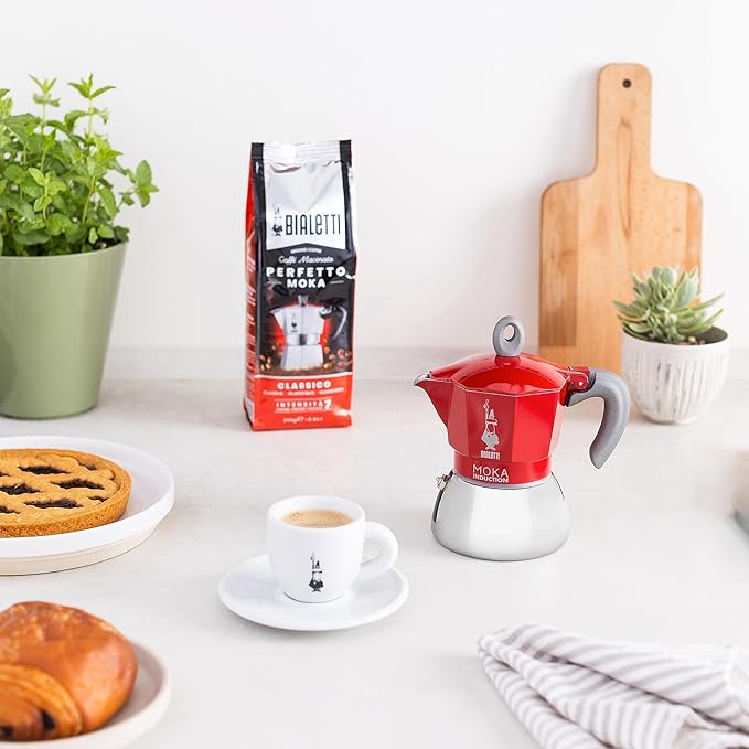 Bialetti - Moka Induction, Moka Pot, Suitable for all Types of Hobs, 4 Cups Espresso (5.7 Oz), Red