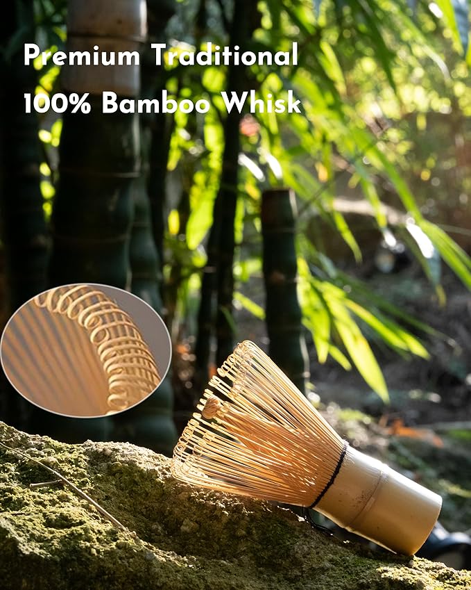 Matcha Whisk Set,Matcha Set,Matcha Kit,Matcha Bowl with Spout,Scoop,Sifter,Bamboo Whisk,Chasen Holder,Unique Gifts for Women Grifend,Gifts for Christmas, Birthday,Halloween(Yellow)