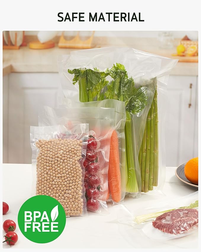 Syntus Vacuum Sealer Bags for Food, 50 Count Quart 8" x 12" Commercial Grade PreCut Bag, BPA Free Food Vac Bags for Storage, Meal Prep or Sous Vide