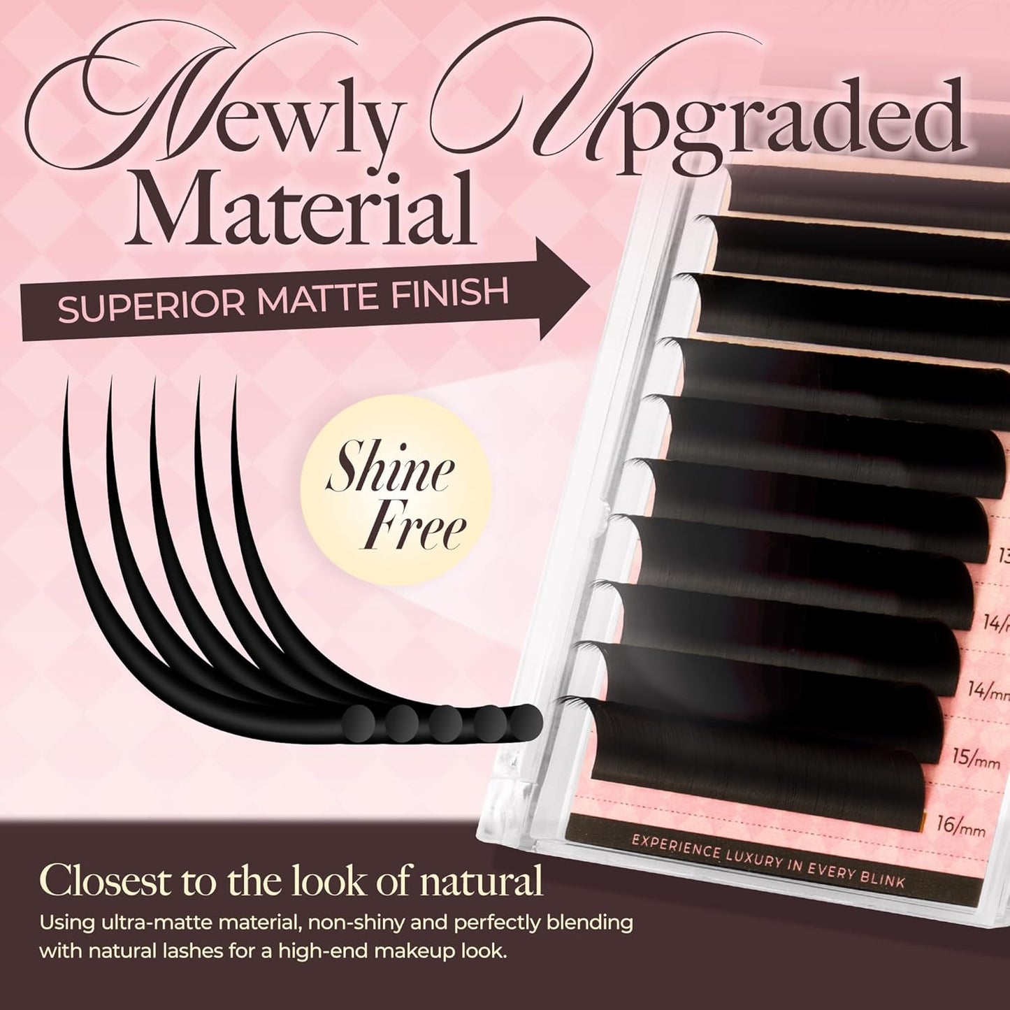 LASHVIEW Volume Lash Extensions 0.03-0.20 J/B/L/C/CC/D Curl 8-16mm Mixed & Single Length Tray, Soft Matte Dark Professional Eyelashes Extension(0.05 D 8-16mm)