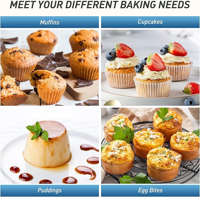 Socisen 2 Packs 24 Cups Silicone Muffin Pan with Metal Reinforced Frame Mini Size Cupcake Pan Tray Egg Bites Cookie Molds Muffin Tin Tart Pans chocoflan mold Baking Sheet Set Breakfast Sandwiches