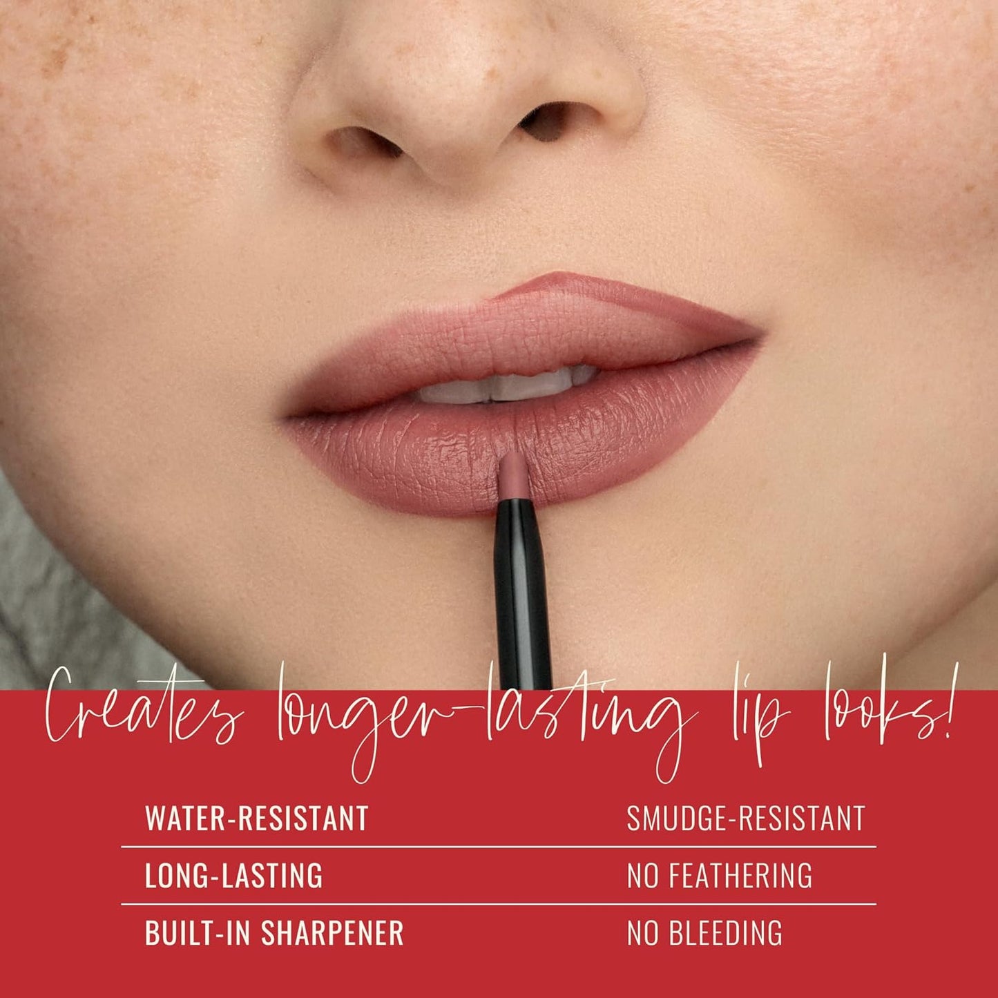 Runway Rogue Designer Liner Lip Pencil, Matte Medium Dusty-Rose Lip Liner Pencil and Lip Liner Sharpener, ‘Work It Babe’