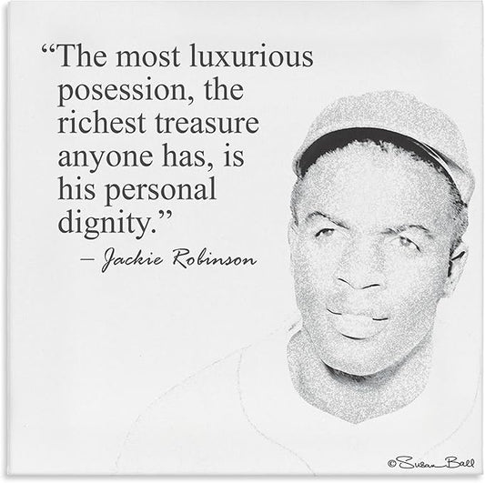Stupell Industries Personal Dignity Jackie Robinson Quote Black and White Canvas Wall Art, 17 x 17, Multi-Color
