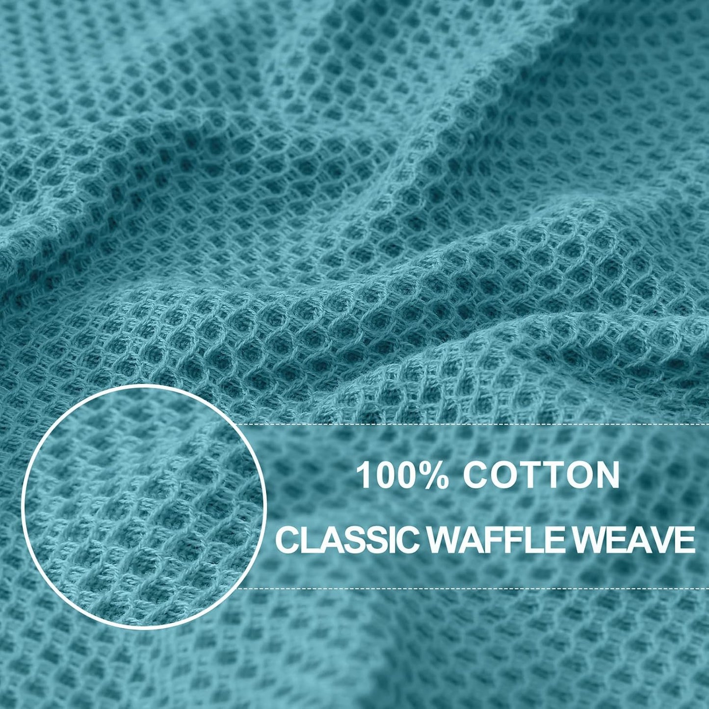 Homaxy 100% Cotton Waffle Weave Kitchen Dish Towels, Ultra Soft Absorbent Quick Drying Cleaning Towel, 13 x 28 Inches, 8-Pack, Lake Blue