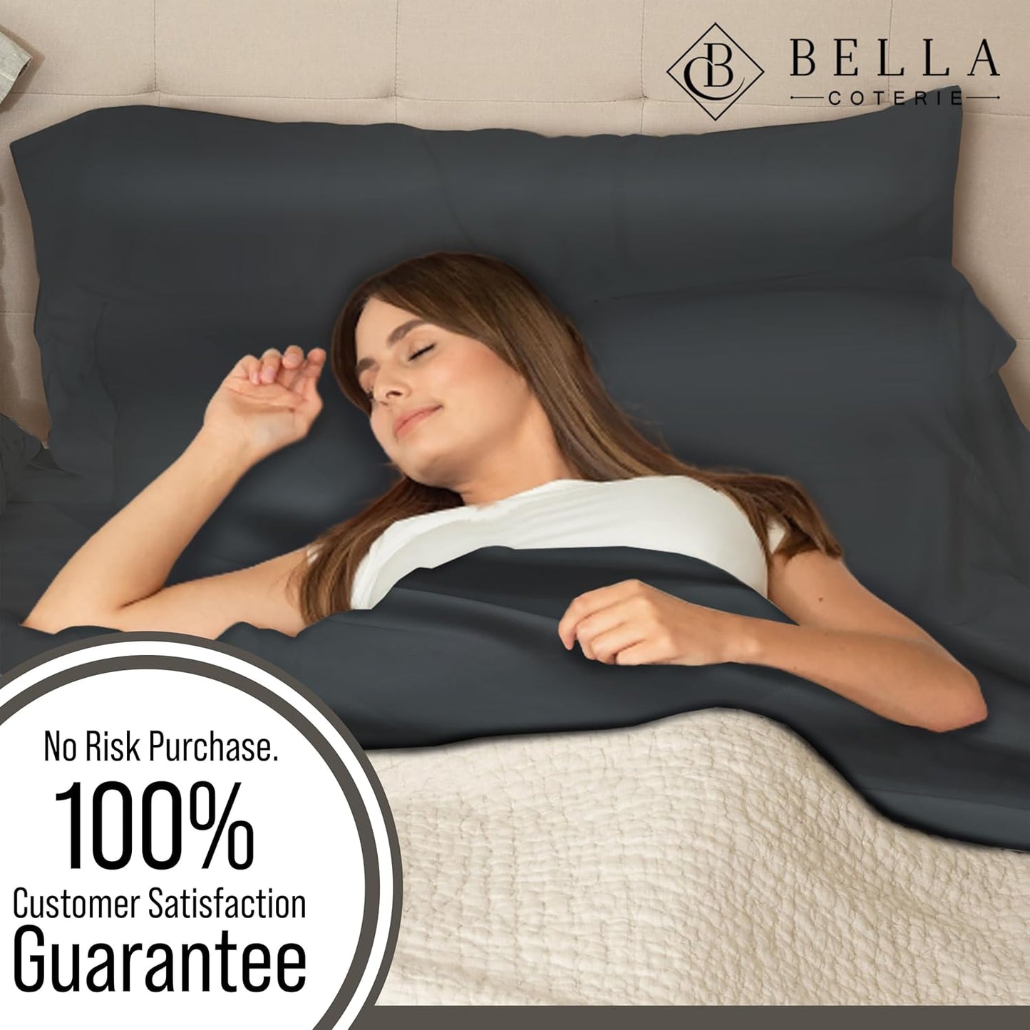 Bella Coterie Luxury Bamboo Viscose Cal King Size Sheet Set | 100% Organically Grown | Ultra Soft | Cooling for Hot Sleepers | 18" Deep Pocket [Charcoal Grey]