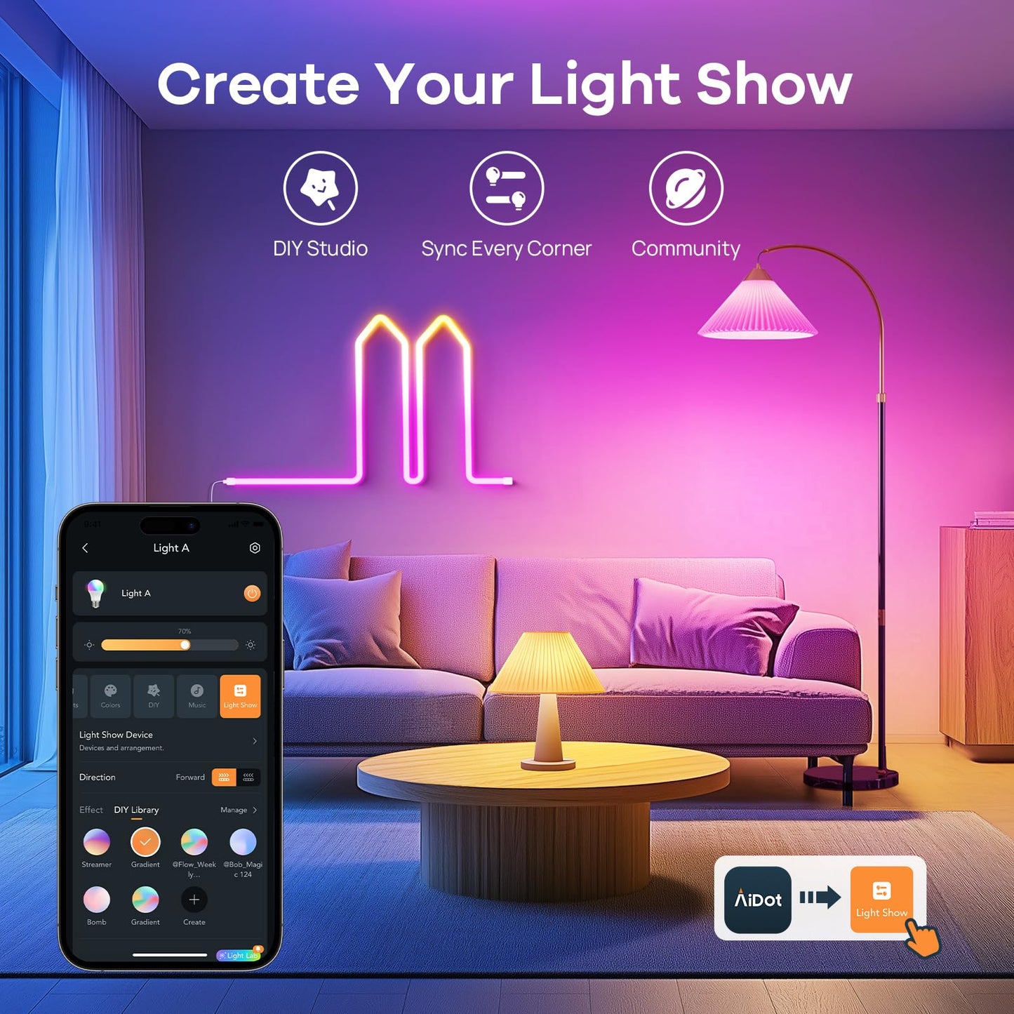 OREiN Matter Smart Light Bulb, Smart Light Bulbs Work with Apple Home, Alexa, Google Home, SmartThings, A19 Color Changing Light Bulbs 2.4Ghz WiFi, 800 Lumens Equivalent 60W 4Pack