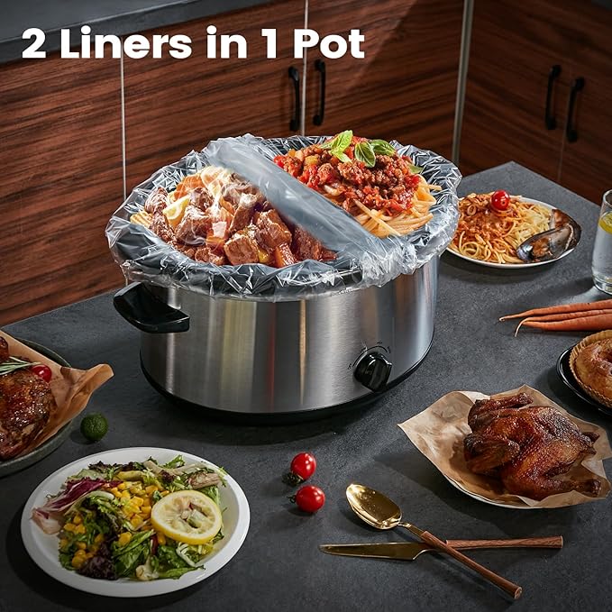Slow Cooker Liners, Hotensil 14"x 22" 30 Count Cooking Bags Large Size Disposable Pot Liners, Fit 6QT to 10QT for Slow Cooker Cooking Trays, Multi-Purpose Durable Liners Plastic Bags, BPA Free