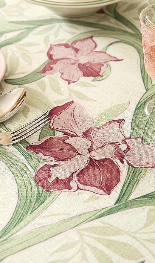 patdrea Designer Green Long Rectangle Tablecloth,Framhouse Vintage French Violets Pattern Elegant Tablecloths,Table Cover Decor for Kitchen Dining Christmas,Party,Thanksgiving,63"x94"-Tara a