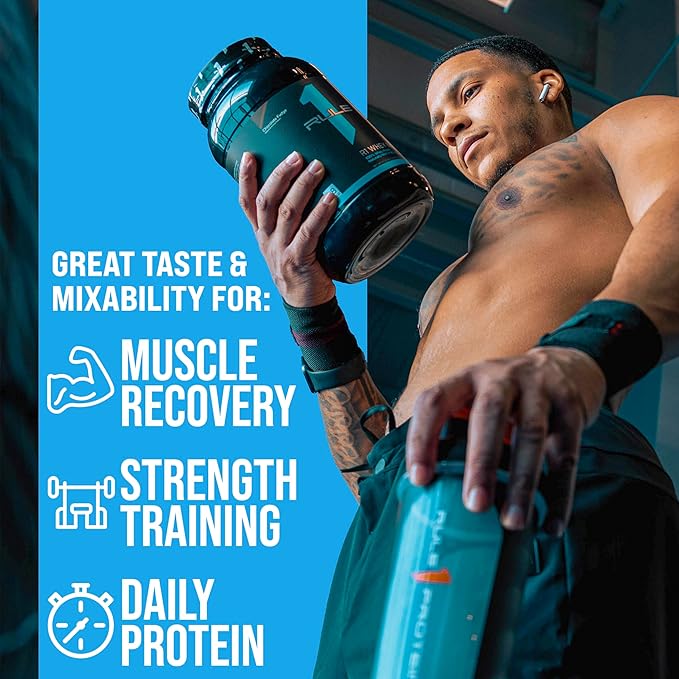 Rule One Proteins, R1 Whey Blend - 24g Fast-Acting Whey Protein Concentrates, Isolates, and Hydrolysates Per Serving, with Naturally Occurring EAAs and BCAAs (1 Pounds*, Vanilla Ice Cream)