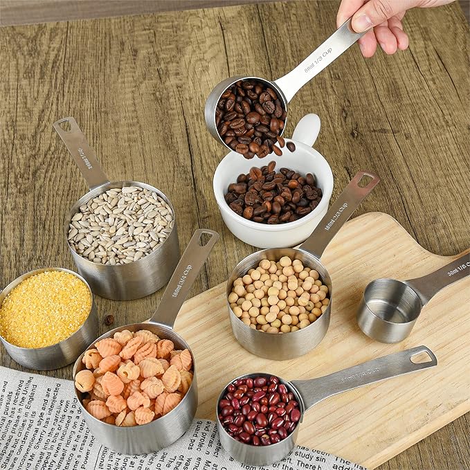 Measuring Cups and Spoons Set, Stainless Steel Measuring Cups Spoons Complete Set of 19pcs Professional Measurer Scoops Ingredients Liquid or Dry Heavy Duty Solid Measurment Cup