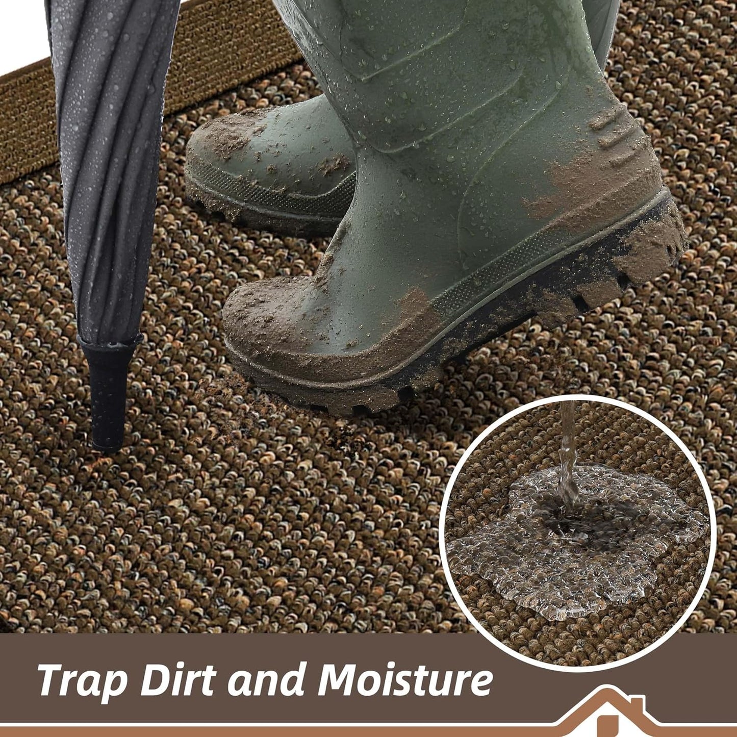 BEQHAUSE Indoor Door Mat 20" x 32", Dirt Trapper Door Mats Non-Slip Entryway Rugs Washable, Resist Dirt Absorbent Welcome Mat, Low Profile Floor Mats for Front Back Door and Entryway, Brown
