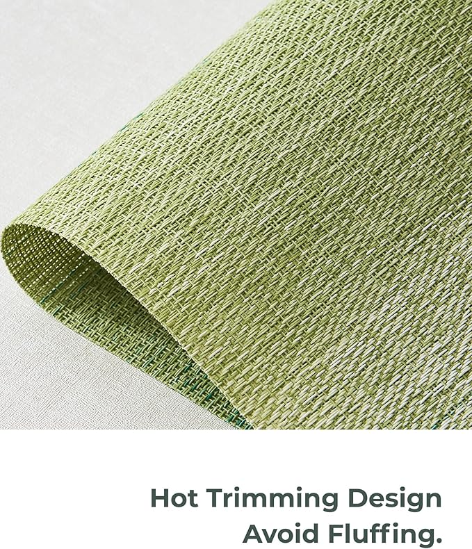 Leetaltree Gradient Green Woven Placemats Set of 8 - Heat Resistant Non-Slip Place mats for Dining Table, Washable Durable PVC Vinyl Woven Table Mats(Gradient Green, 8)