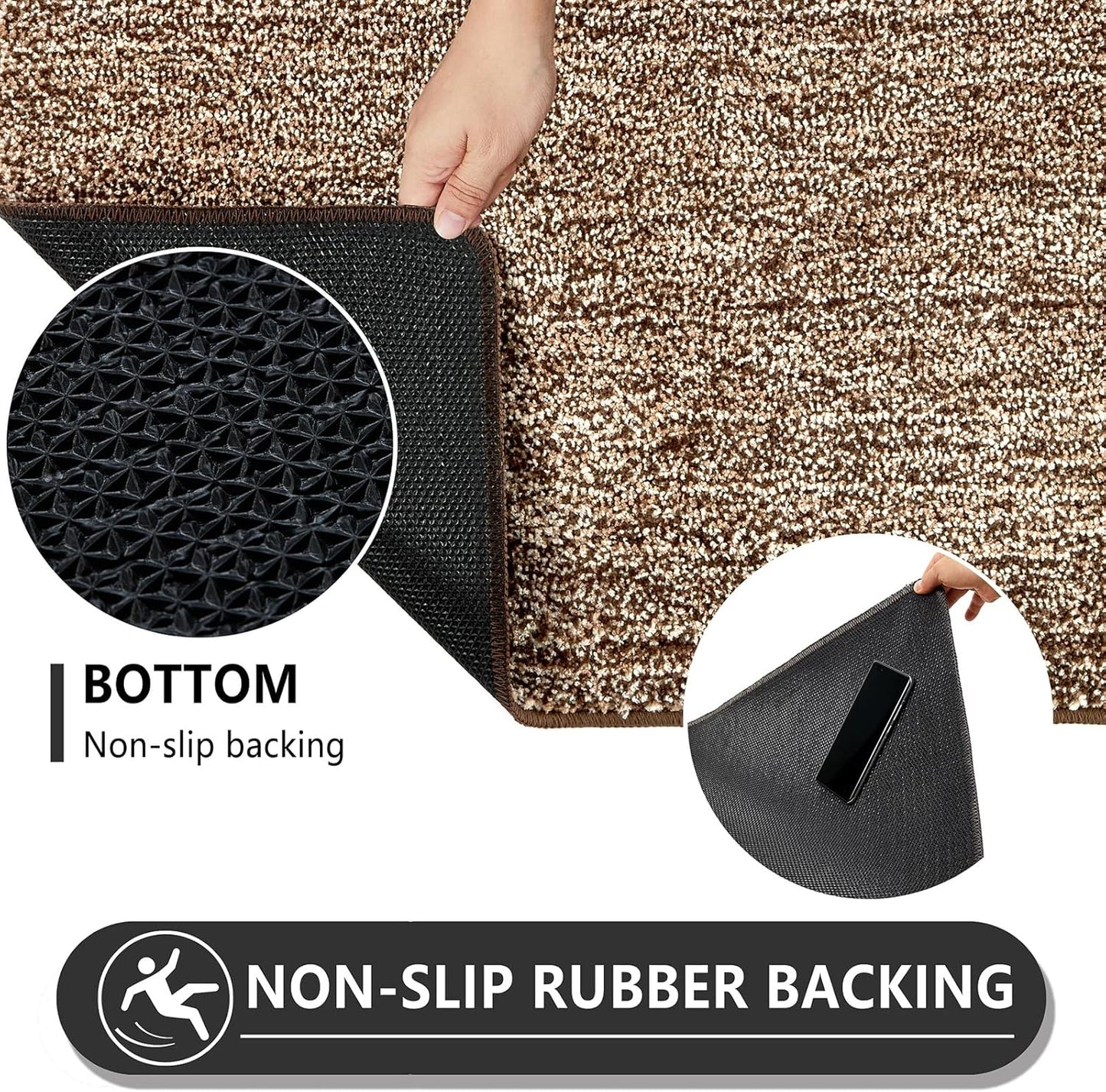 REFETONE Coffee/Brown Doormat, 24'x36', Indoor Non Slip Absorbent Rug for Entryway, Resist Dirt, Machine Washable, Low-Profile, Ideal for High-Traffic Areas, Housewarming Gift
