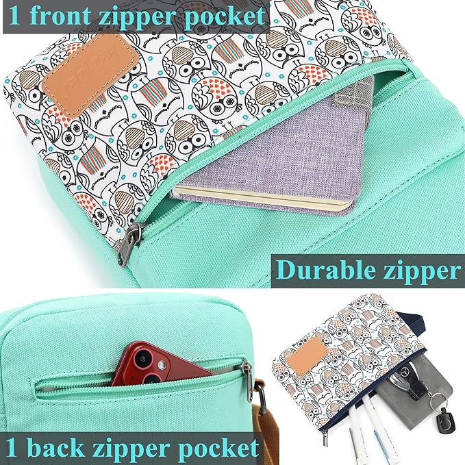 Leaper Girls Crossbody Purses for Kids 2 PCS Cross Body Bag Women Messenger Bag Girls Canvas Bag Cross Body Purse Set