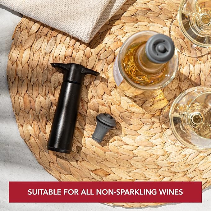 Vacu Vin Wine Saver Pump Blue with Vacuum Wine Stopper - Keep Your Wine Fresh for up to 10 Days - 1 Pump 6 Stoppers - Reusable - Made in the Netherlands