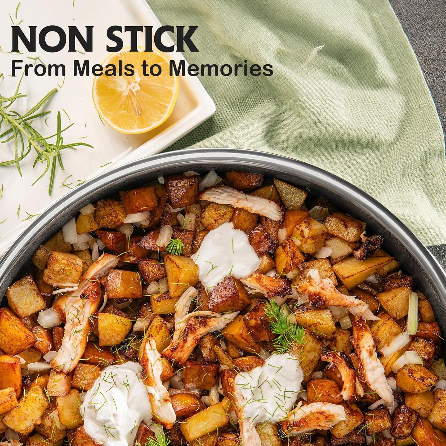 Saute Pan,Hybrid Non Stick 6.5 Quart Everyday pan,Chicken Fryer, PFOA Free Cookware,12.5 inch Deep Frying Pans with Lid,Dishwasher and Oven Safe,Works on Induction,Ceramic and Gas Cooktops
