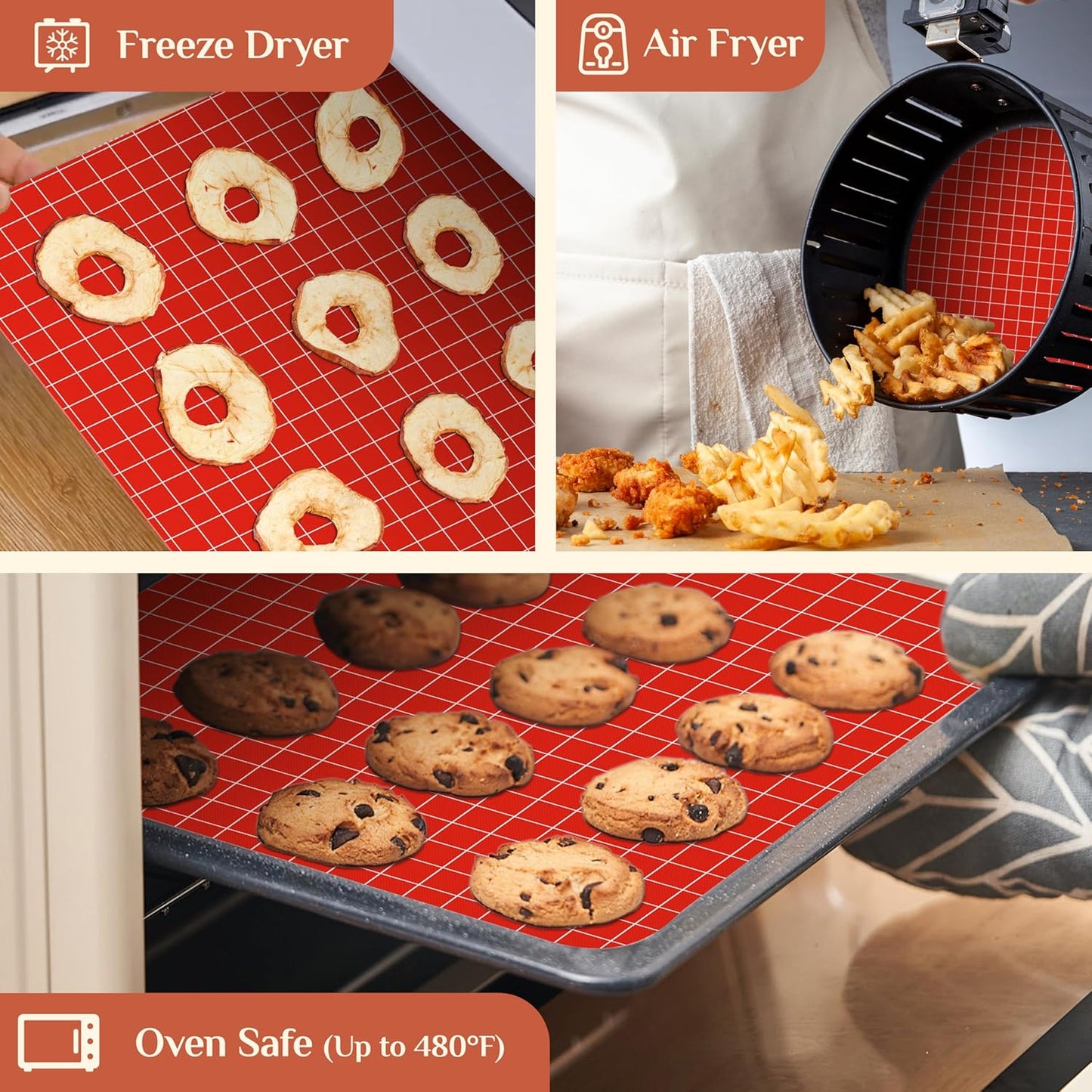 Silicone Baking Mat, 16 IN x 10 FT Free Cutting Baking Sheet,Non-Stick Reusable Dough & Pastry Mat,Non-Slip Silicone Mat Roll for Air Fryer Liner,Freeze Dryer,Oven Baking Pan,Kitchen Counter