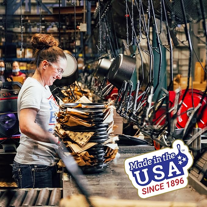 Lodge Seasoned Cast Iron Dual Handle Pan - Cast Iron Frying Pan - Even Heat Distribution - Oven & Stovetop Safe - PFAS-Free, Non-Toxic Cookware - 12 Inch