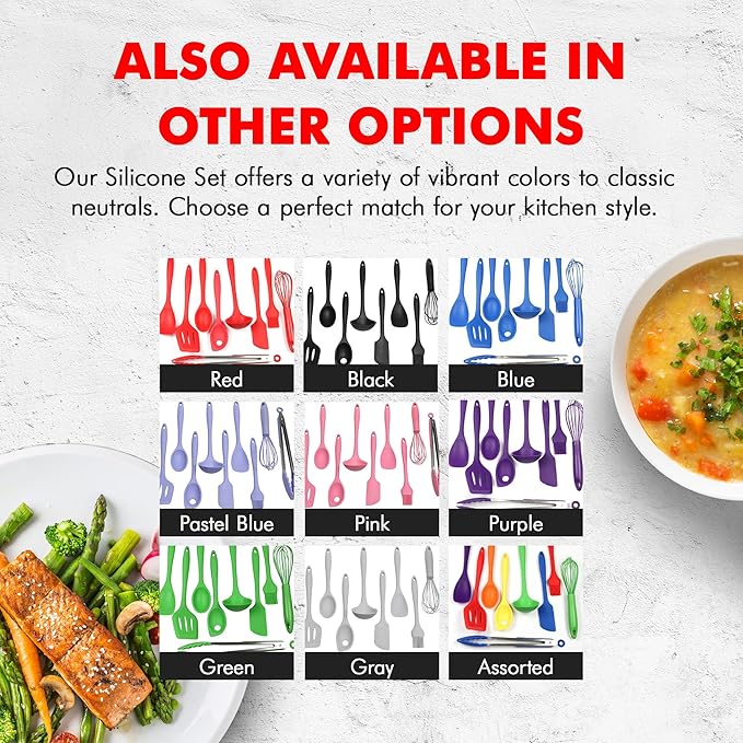 Chef Craft - Premium Silicone Kitchen Tools and Utensils Set, Non-Scratch, Withstands Temperatures up to 450°F, BPA-Free, 9 Piece Cooking Utensils Set, Black